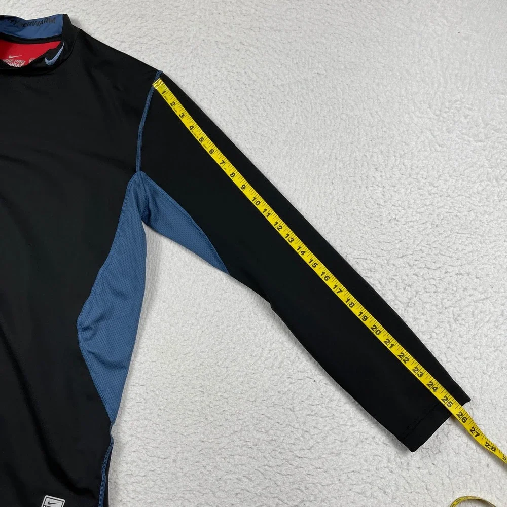 Nike Pro Combat Hyperwarm Shirt Mens XL Black Blue Dri-FIT Long Sleeve Training